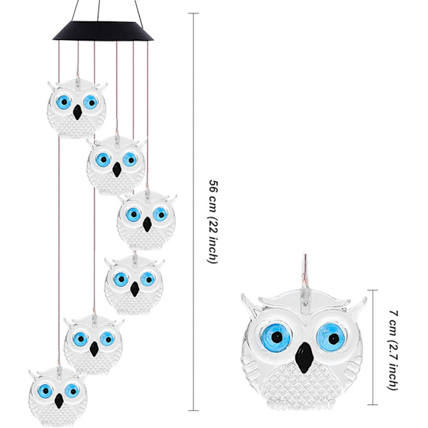 LED Solvindklockor Utomhus, Färgväxlande Kristalluggla Wi,ZQKLA