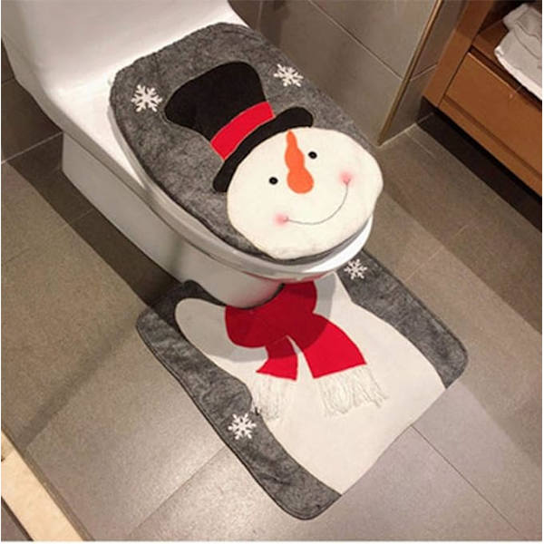 Jultomte Snögubbe Rensa Toalettlock och Matta Set R,ZQKLA