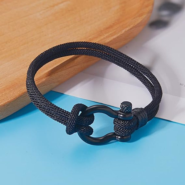 2 st Nautiska armband för män Handgjorda nylonrep (blå, blå), ZQKLA