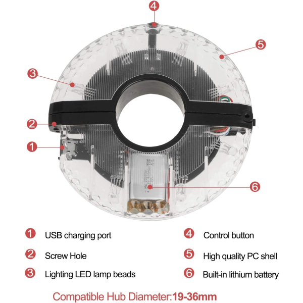 1 stk Upcycle Cycling light hub, 7 LED 9 farger 18 bilder ,ZQKLA