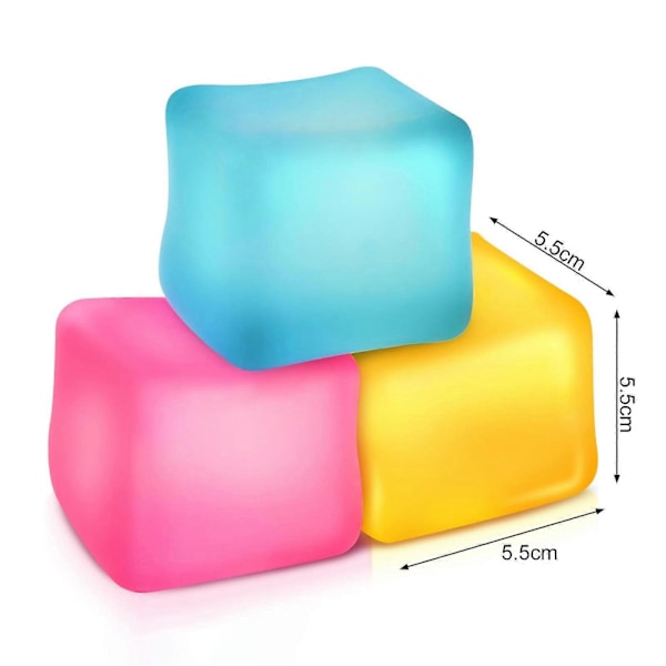 Stress Relief Cube Squishes Leke Sakte Rebound Selvlysende Gel Fylt Sensorisk Cube Beroligende Klem Fidget Leke Barn T