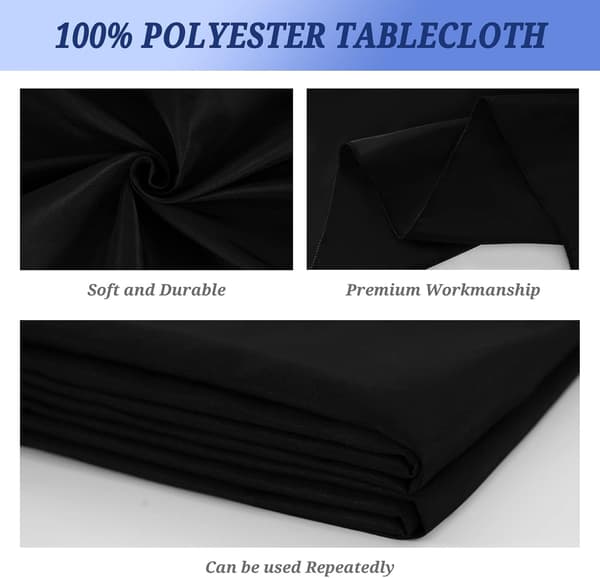 Sæt med 3 Sorte Rektangulære Dugge i Vaskbar Polyester, ZQKLA