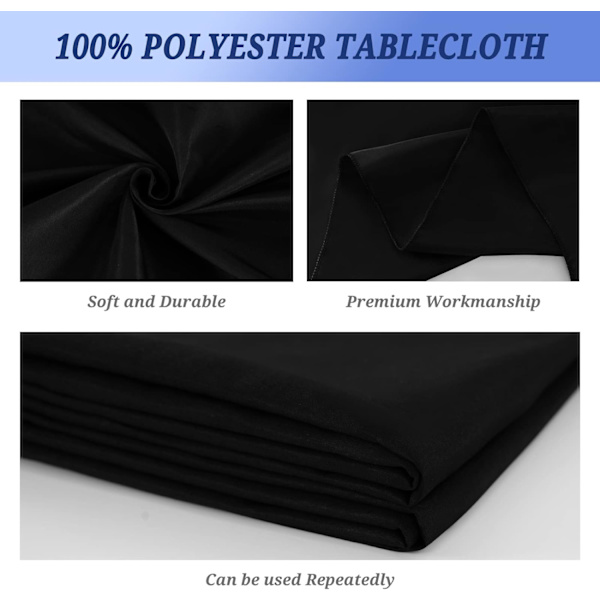 Set med 3 svarta rektangulära dukar i tvättbar polyester, ZQKLA
