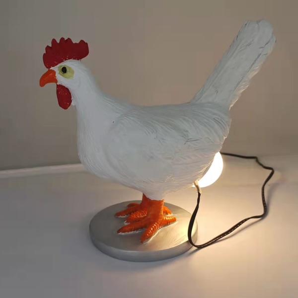 Hane Bordlampe Hvit Kylling Bakdel Nattelykt Harpiks Ornament, ZQKLA