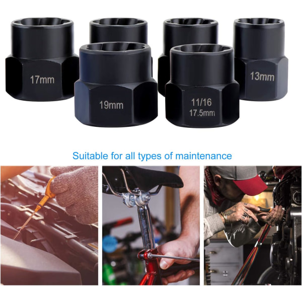 13 stk Twist Socket Set, 0,95 tommers skadet boltavtrekker, N,ZQKLA