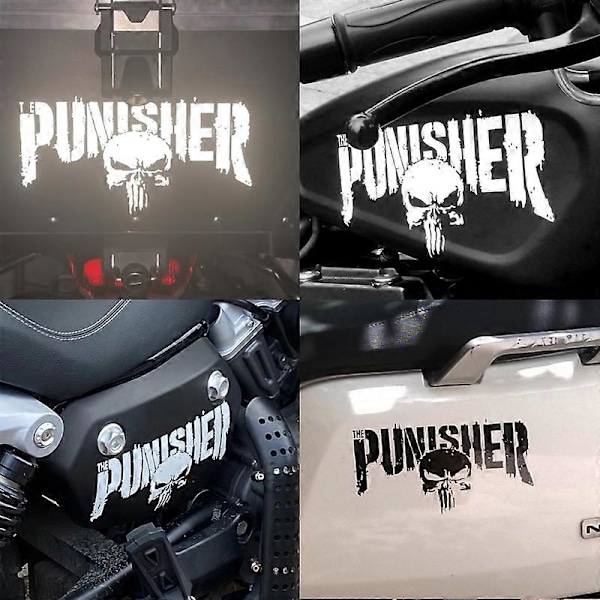 22cm*11cm Reflekterende Punisher Hjelm Motorsykkel Tank Dekaler Kule Bil Klistremerker Dekorative Tilbehør Kreativ Vanntett Red