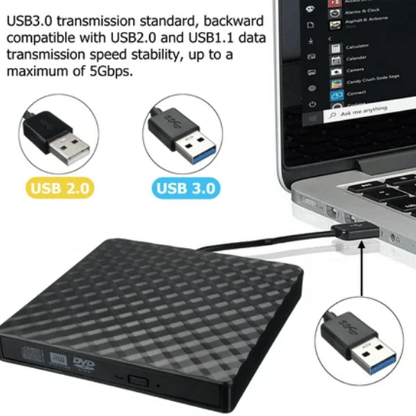 Extern CD-läsare USB 3.0 Portabel CD DVD +/-RW-läsare DVD/CD, ZQKLA