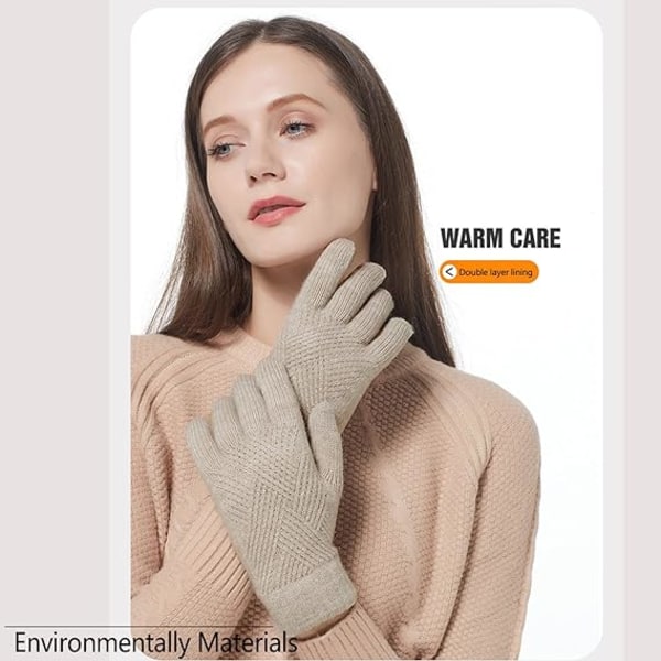 Termiske vinterhandsker Dame Touch Screen Wool Warm Foring C,ZQKLA
