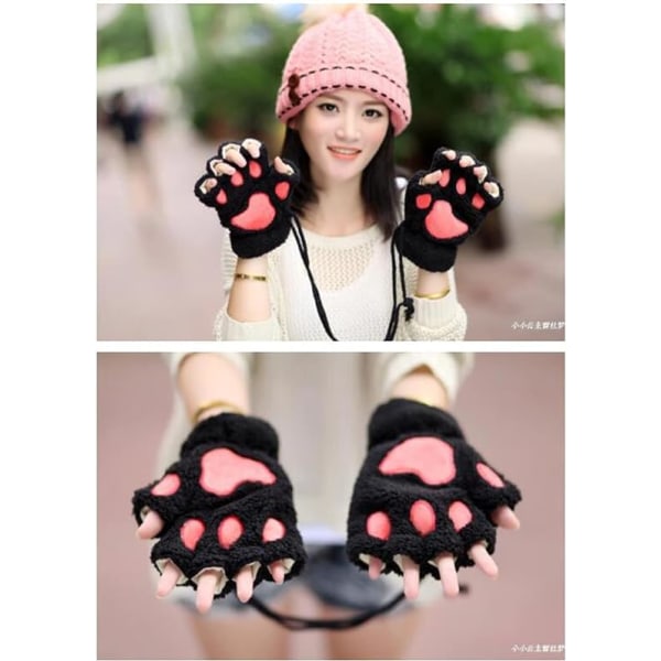 Black Mitten Women - Girls Winter Mitten Cat Paw Gloves - Pl,ZQKLA