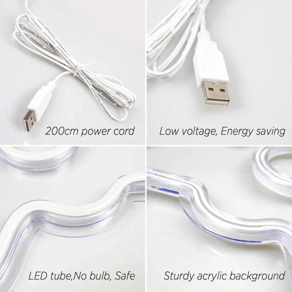 USB-avainavaimen neonvalo LED-neonlamput seinäkoriste R,ZQKLA