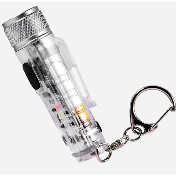 Blå, Liten Mini Kraftfull Nyckelring LED Ficklampa Type-C Uppladdningsbar, ZQKLA