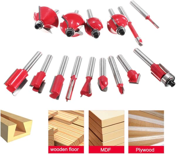 15 stk. 8 mm skaft Træsporfræsere Router Bits Sæt Tungsten Ca