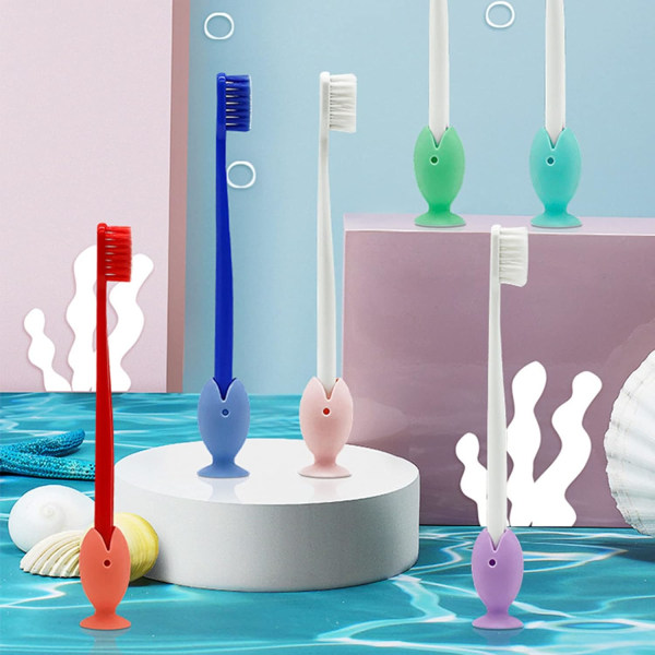 6-pack tandborstlock för silikonstativ-tandborstar (Färg: Bl