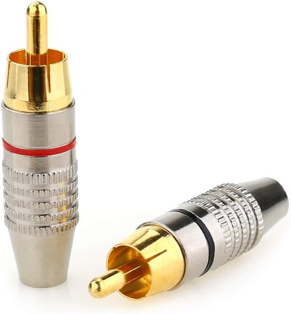 Sæt med 2 forgyldte RCA phono han-stik til 2 skrueterminaler, ZQKLA