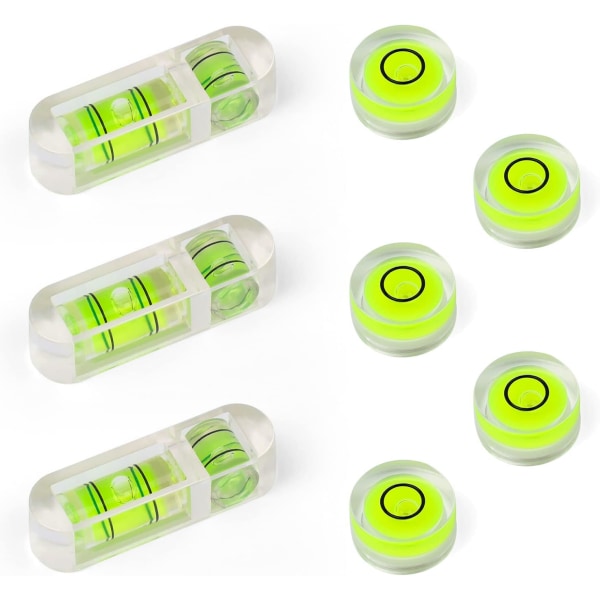 Mini vattenpass, 8 stycken runt bubbelvattenpass, rund bubbla, ZQKLA