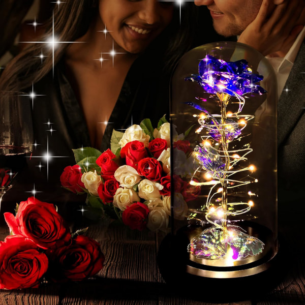 Led Enchanted Galaxy Rose Ikuinen 24k Kultafolio Kukka, ZQKLA