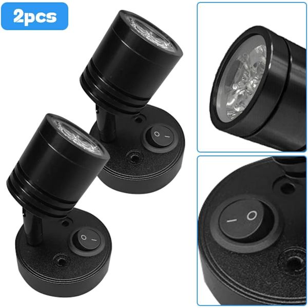 2kpl 12V LED Spot Seinävalaisin Lukuvalo Yöpöytä Himmennettävä S,ZQKLA