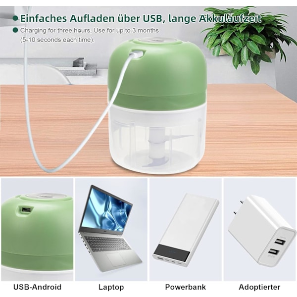 Elektrisk kødhakker, Mini elektrisk hakker, 250 ml, Elektrisk, ZQKLA