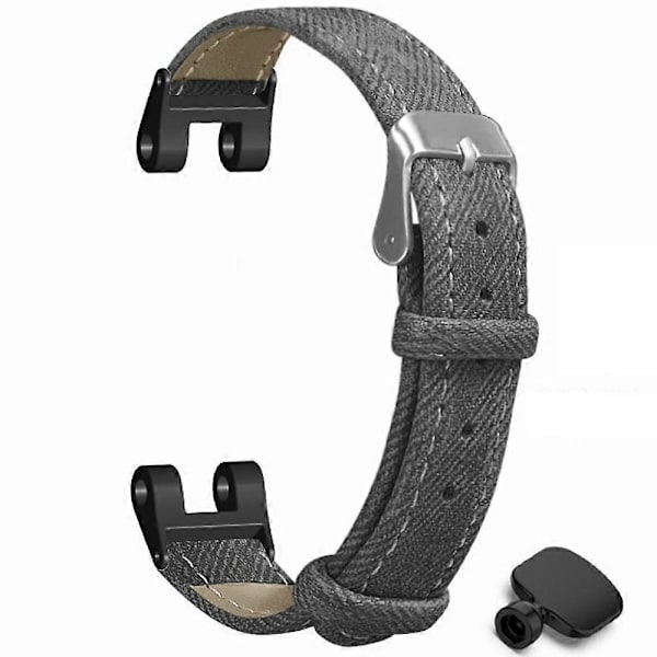 Til Garmin Lily Urrem Denim Tekstur PU Læder Justerbar Rem - Grå Grey