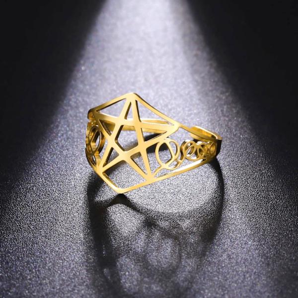 Pentagram Ring Pentacle Ringer Pentagram Stjerne Amulett Justerbar, ZQKLA