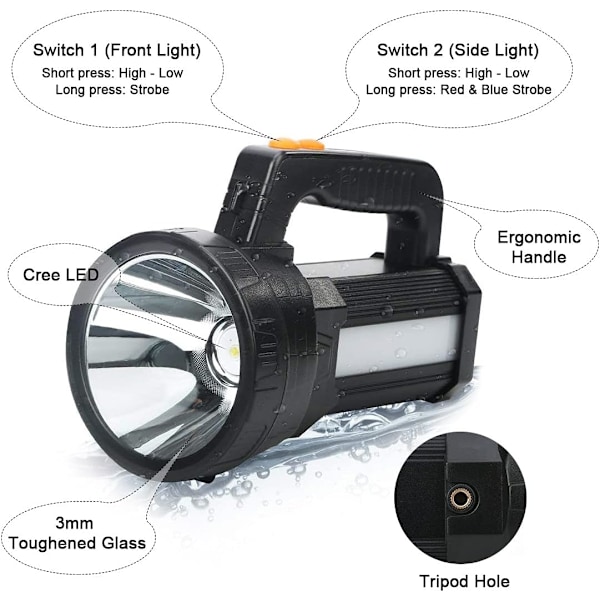 Dewenwils LED Lommelygte Ultra Kraftig, 9600mAH / 11000 Lumen