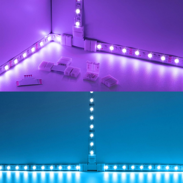 T-Formet 4-Pins LED-Stikkontakter 10-Pak JACKYLED 10mm Bred Unwi,ZQKLA