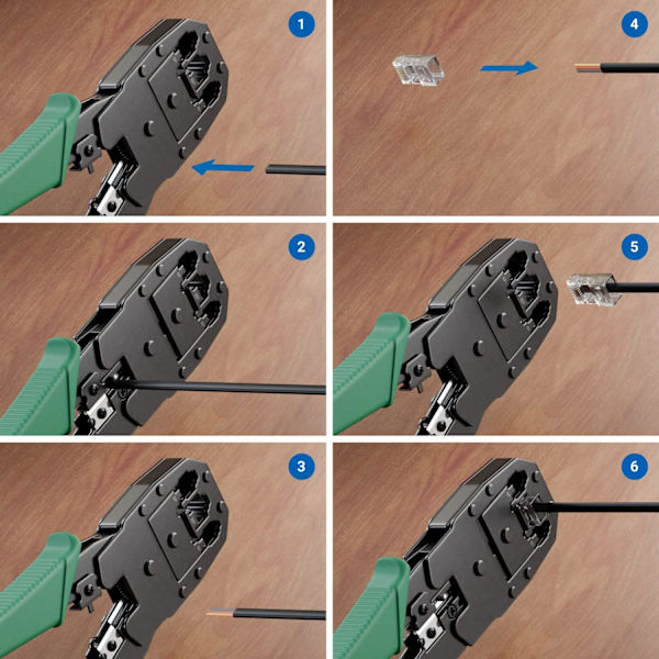 Krympeverktøy for modulære plugger Western Plugs for RJ11 RJ12 RJ45 T,ZQKLA
