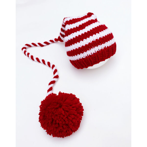 Baby Jultomte Långsvansad Virkad Beanie Stickad Hatt Strumphatt