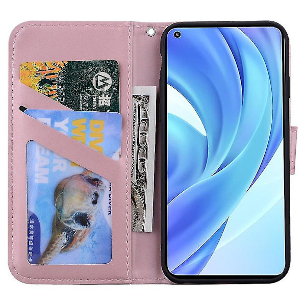 Kompatibel med Xiaomi Mi 11 Lite 5g Söt tecknad djur läder plånbok flip kreativ magnetisk skyddande omslag - Rosegold Rabbit