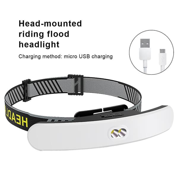 Hodelykt med 6 lysstyrkemoduser, USB-lading, nødblinklys, ZQKLA
