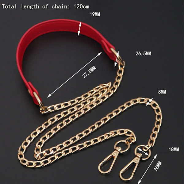 Sort + Rød - 2 Pak Håndtaskekæder, Udskiftningskæder til Håndtasker