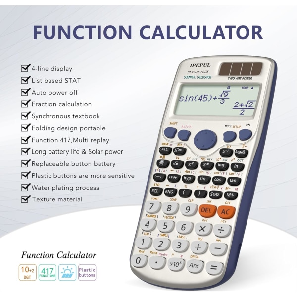 Vetenskapliga räknare, IPepul Matematikräknare med 417 funktioner
