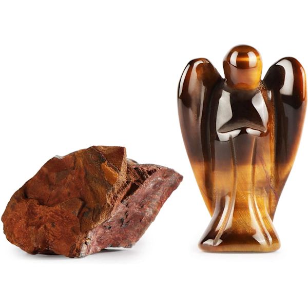 2\" Tigerøje Krystal Engel Statue Naturlig Ædelsten Healing C,ZQKLA