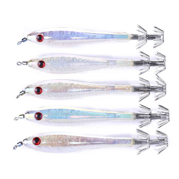 5 stk. Jigger Harde Fiskesluker Blekksprut Jigger Hvit, 9,5 cm Selvlysende, ZQKLA