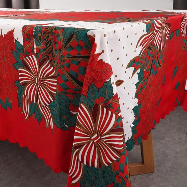 150 * 180cm Rød Rektangulær Juledug Antislip Polyester