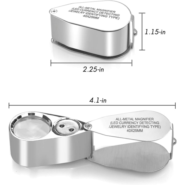 40X Juvelerer Lup Forstørrelsesglas Forstørrelsesglas, LED/UV Illu, ZQKLA