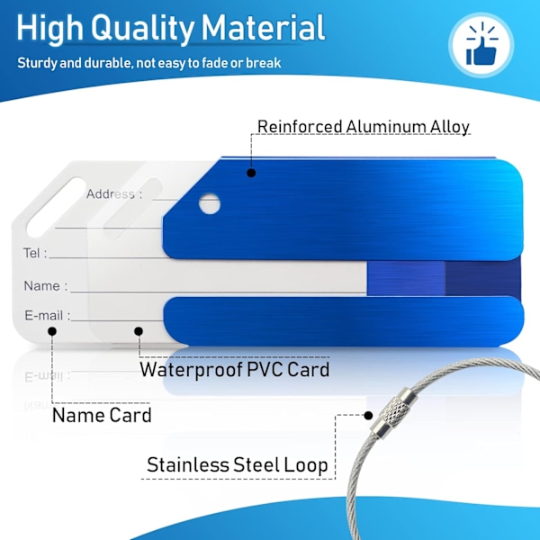 Baglabels, Baglabels Aluminium 6 stk, Koffertlabels,,ZQKLA