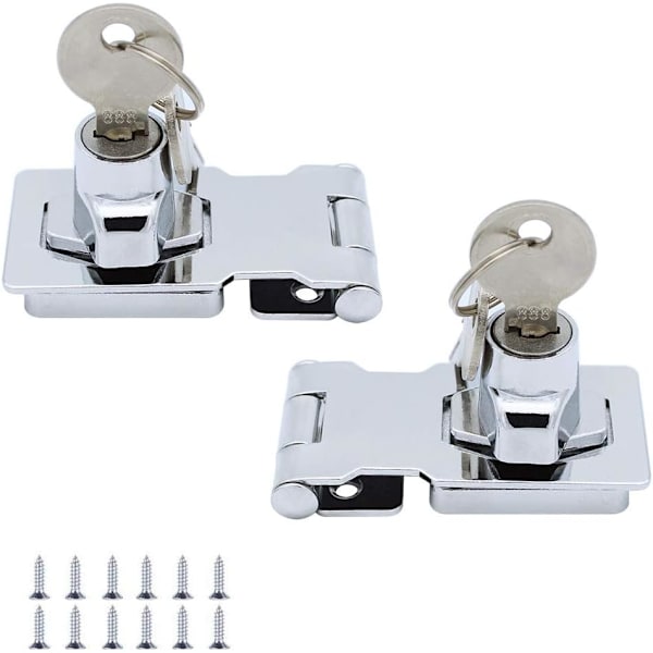 (2-pack) Metallås med lås 65 mm Dörrbult Låsbeslag med, ZQKLA