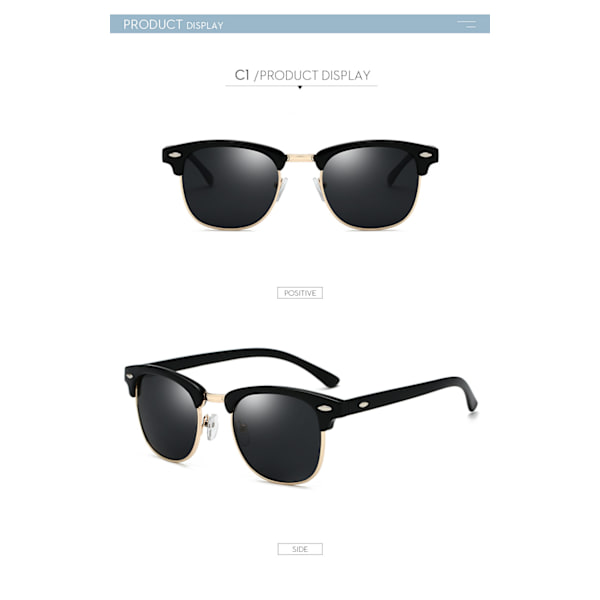 Retro Round Semi Rimless Polarisoivat Aurinkolasit UV-Suoja, ZQKLA