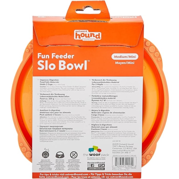 Anti-glubskål til hunde - størrelse M/mini - orange