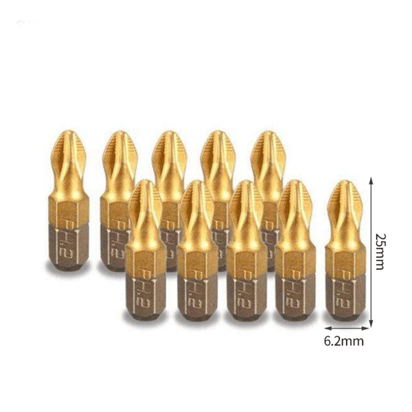 10 st PH2 Phillips Borr Titanium Skaft 25mm Längd Halkfri, ZQKLA
