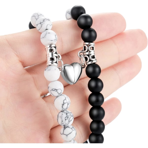 Queen and King Crown Heart Magnetic Bracelet Natural Stone B,ZQKLA