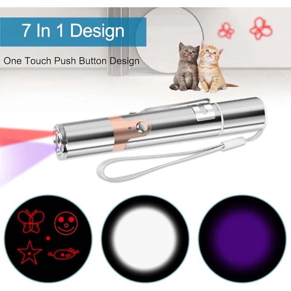Interaktiv Kattleksak 3 i 1 LED-pekare USB Uppladdningsbar Katt, ZQKLA