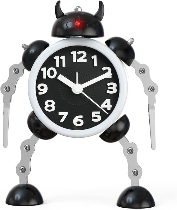 Robot-herätyskello, äänetön analogi herätyskello, ZQKLA