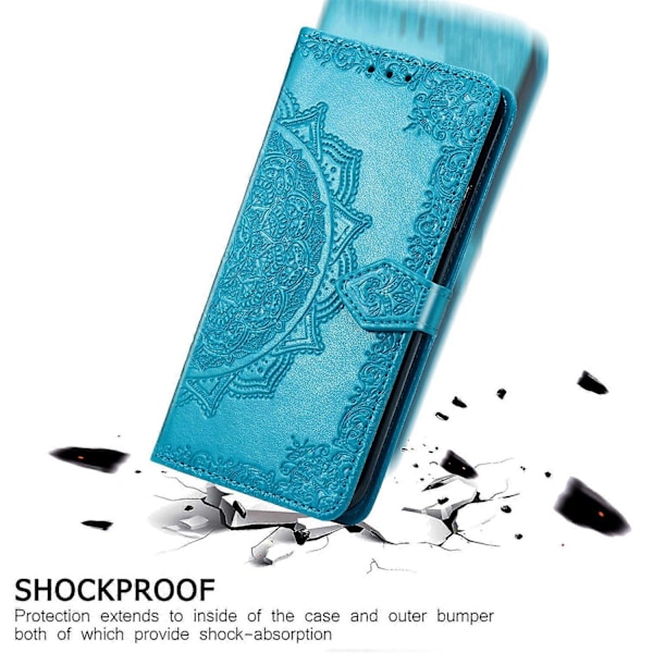 Til Motorola Moto G75 5G Wallet Case Mandala Blomst Læder Telefon Cover Stativ View-Blå Blue