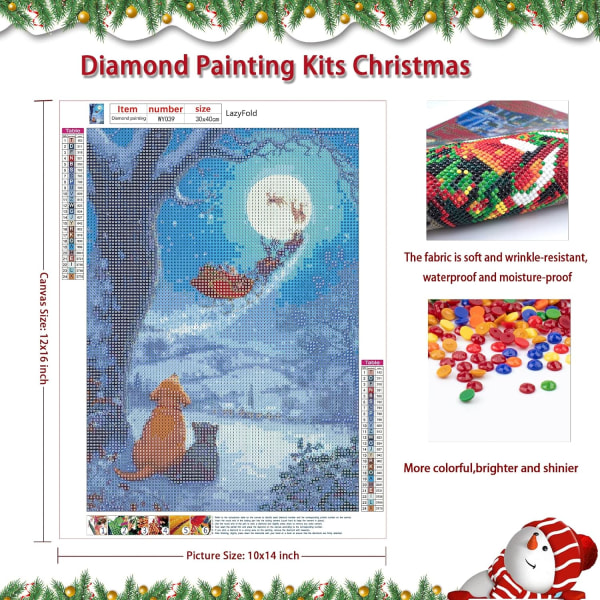 Christmas Diamond Painting Kit, Santa Claus Sleigh Söta djur 5