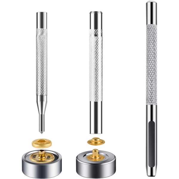 120 stk Metall Snap-knapper Sett, Metalliske Snap-knapper med 3