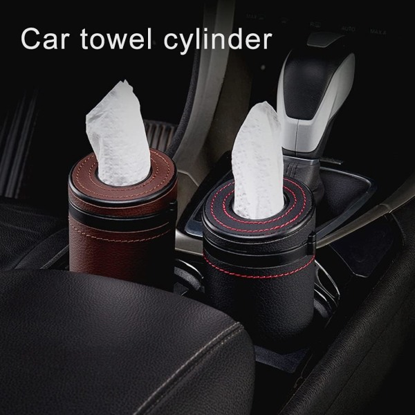 （Beige）Tissue Car Cup Holder, Universal PU Læder Tissue Di, ZQKLA