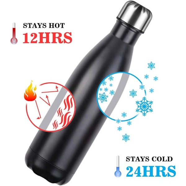 Termosflaska, 500ML Rostfri Vattenflaska, Dubbelväggig V