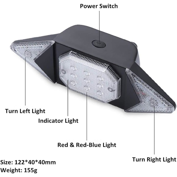 （Sort） Blinklys for sykkel med trådløs fjernkontroll, ZQKLA